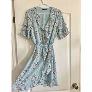 Floral (Faux) Wrap Dress with Ruffles
